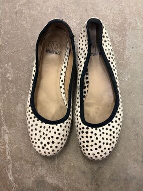 Maruti calf hair Ivory and Black Polka Dot Ballet Flats